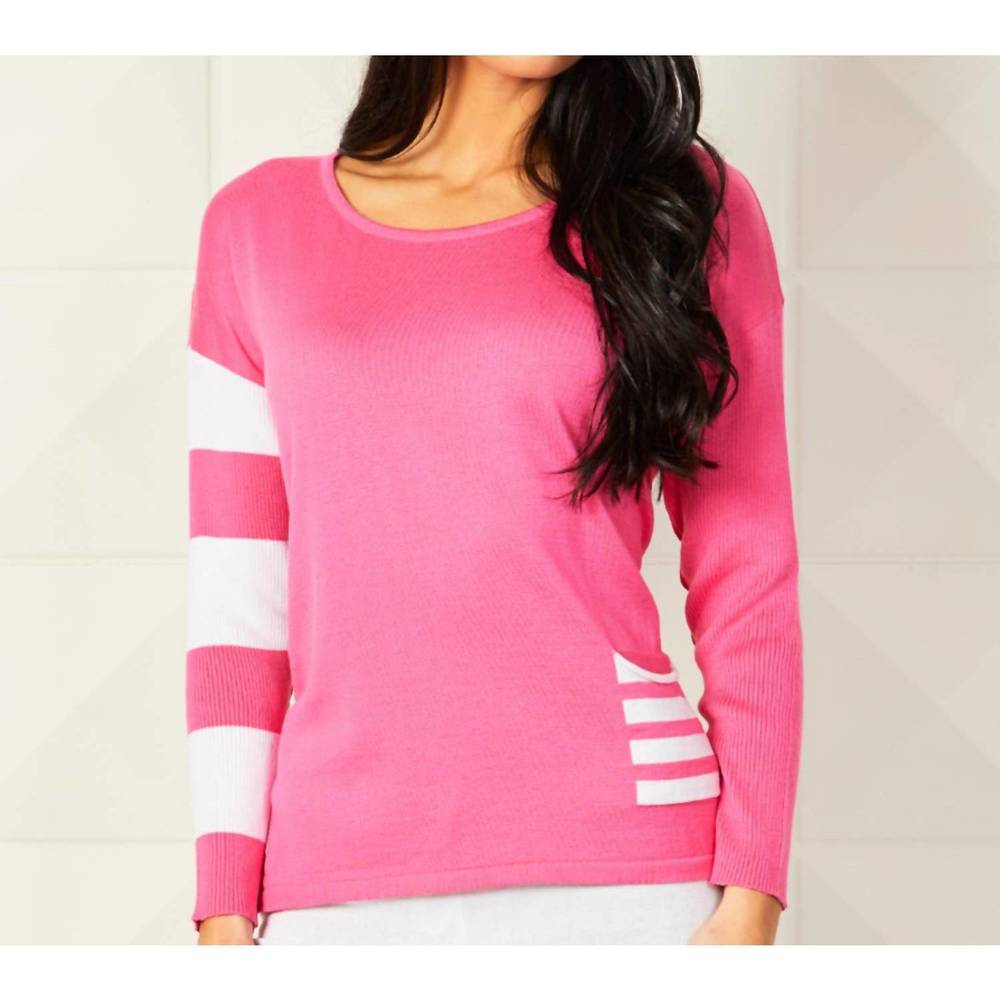 NEW ANGEL APPAREL crew neck stripe arm & pocket in petal
